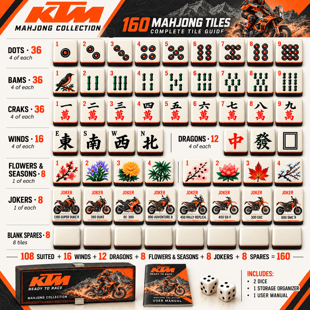 Premium KTM Mahjong Tiles Set TTMH