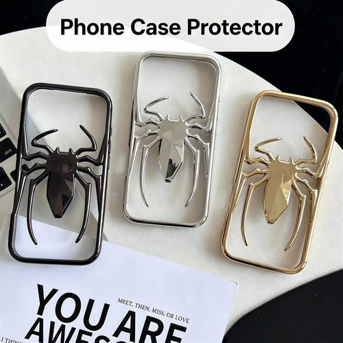 3D Stereo Hollow Spider Phone Case For iPhone 13 14 15 16 17 Pro Max Electroplated Frame Breathable Heat Dissipation Punk Y2K Sh