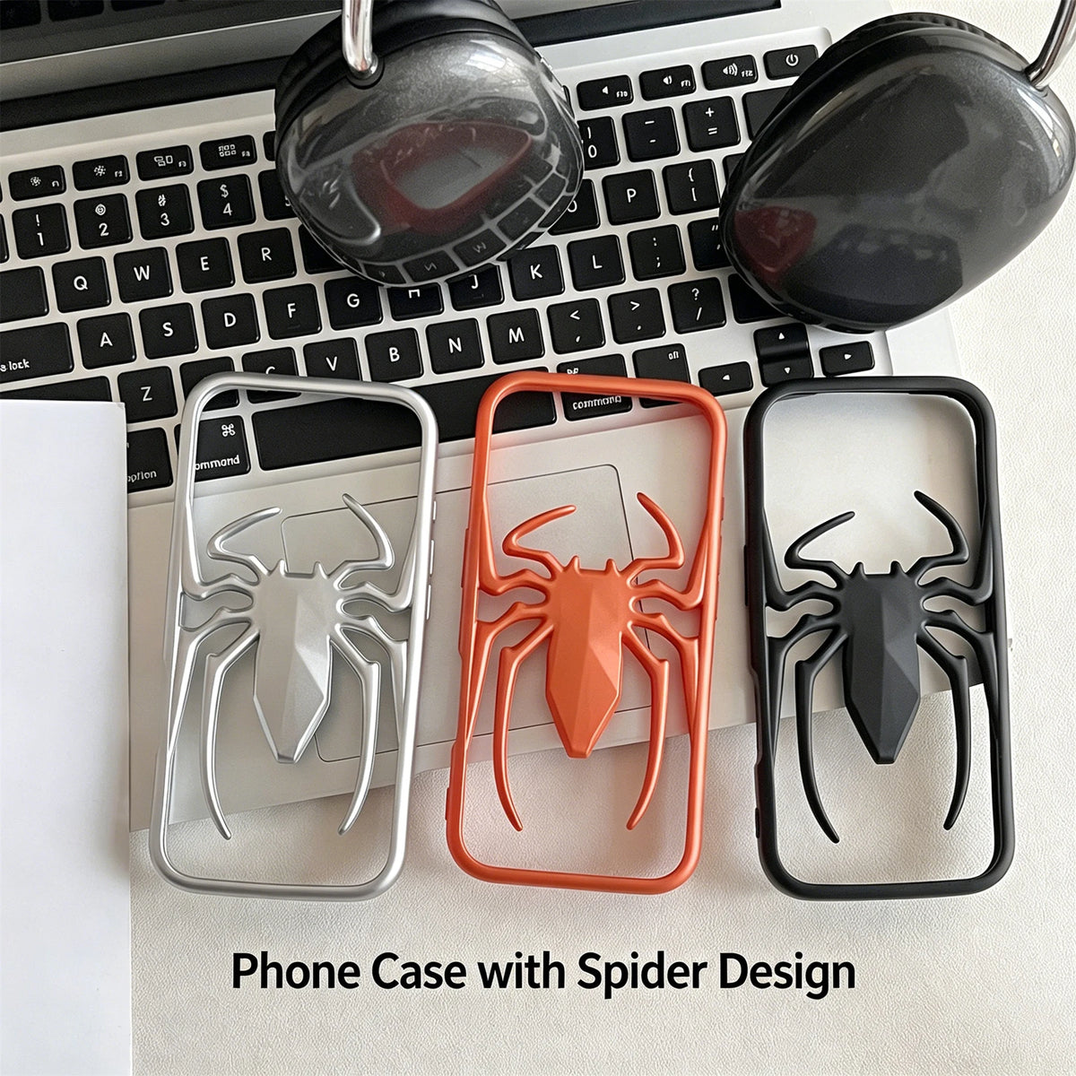 3D Stereo Hollow Spider Phone Case For iPhone 13 14 15 16 17 Pro Max Electroplated Frame Breathable Heat Dissipation Punk Y2K Sh